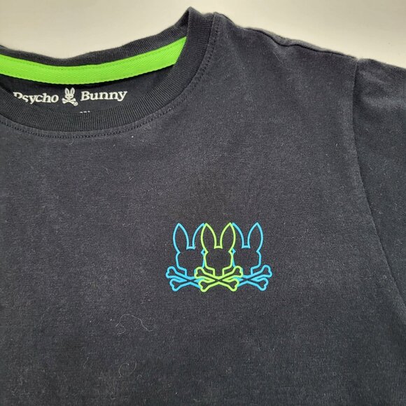 Psycho Bunny Graphic T Shirt Kids SZ 10/12 Medium Black Neon - Picture 3 of 8